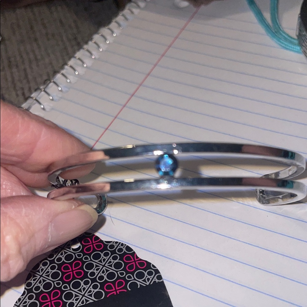 Paparazzi Silver Bracelet with Blue Accent